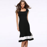 High Fashion Office Sleeveless Waist Summer female Dress Tank Women Black Solid Slim New Color dresses Elegant Formal