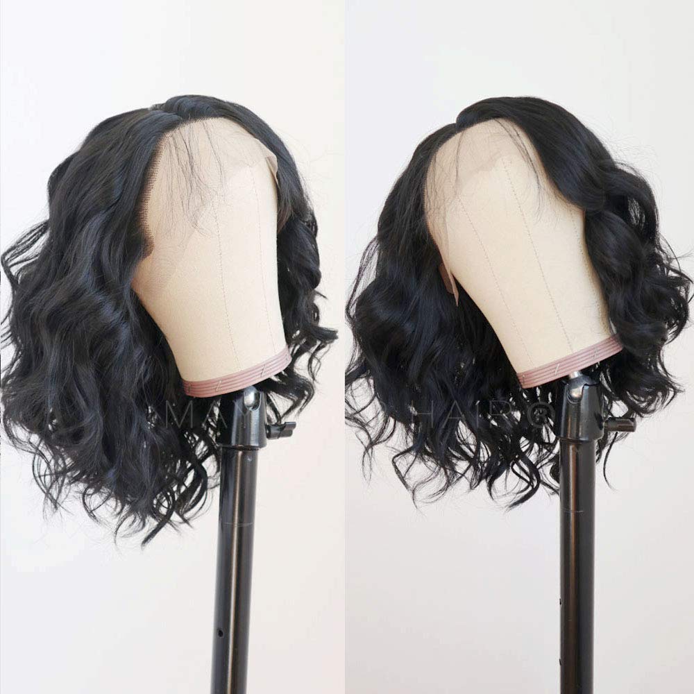 Maycaur Long Black Hair Lace Wigs Loose Wavy Hair Glueless Heat Resistant Synthetic Lace Front Wigs