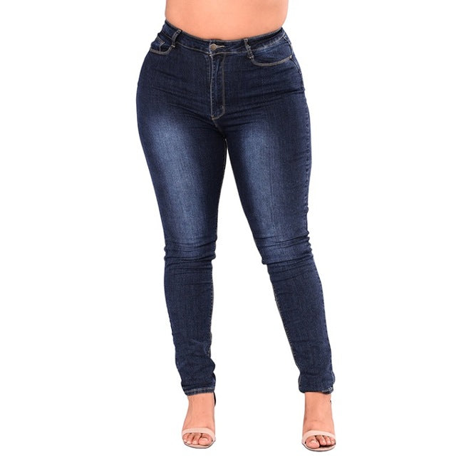 High Waist Jeans Femme Women 5XL 6XL 7XL Plus Size Leggings Blue Denim Skinny Jeans Pencil Pants Stretch Bodycon Slim Trousers