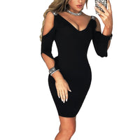 clothes Party Lady Sexy  Long Sleeve V Neck Bodycon Mini Dress women