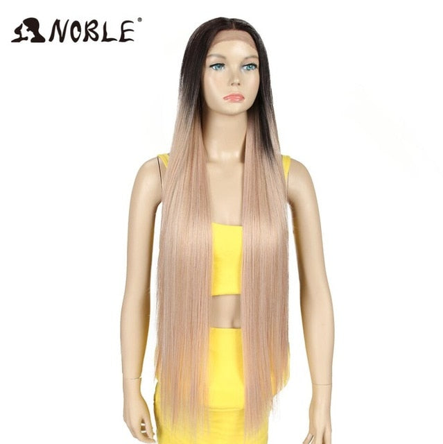 Noble Cosplay Wigs For Black Women Straight Synthetic Lace Front Hair 38 Inch Ombre Lace Front Wig Cosplay Blonde Lace Front Wig