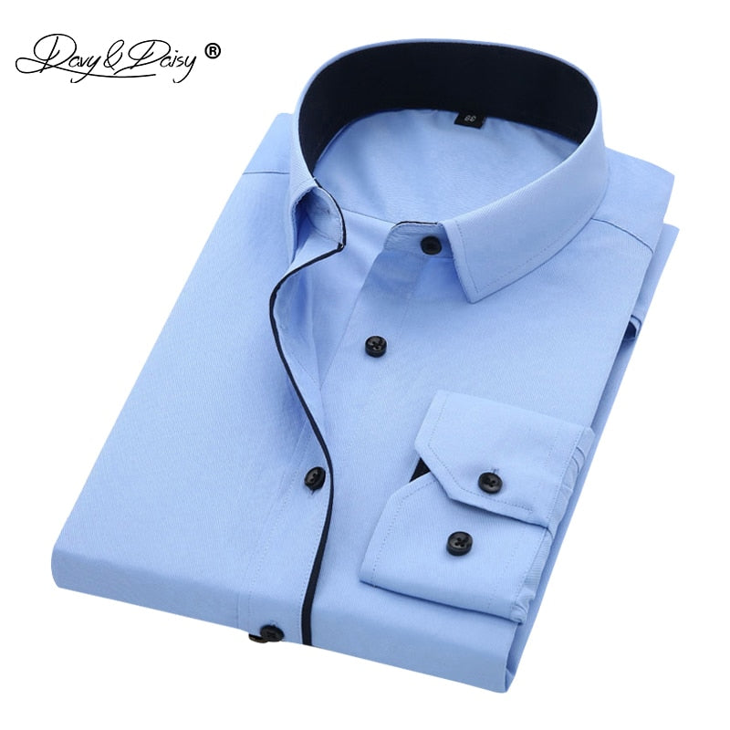 Hot Sale High Quality Men Shirt Long Sleeve Twill Solid Causal  Formal Business Shirt