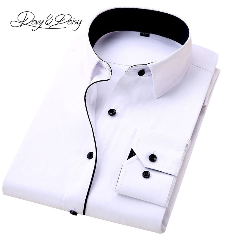 Hot Sale High Quality Men Shirt Long Sleeve Twill Solid Causal  Formal Business Shirt