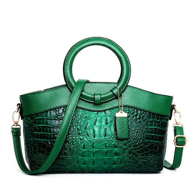 Gykaeo Luxury Handbags Women Bags Designer Crocodile Woman Leather Handbag Ladies Green Party Tote Shoulder Bags Sac A Main 2021