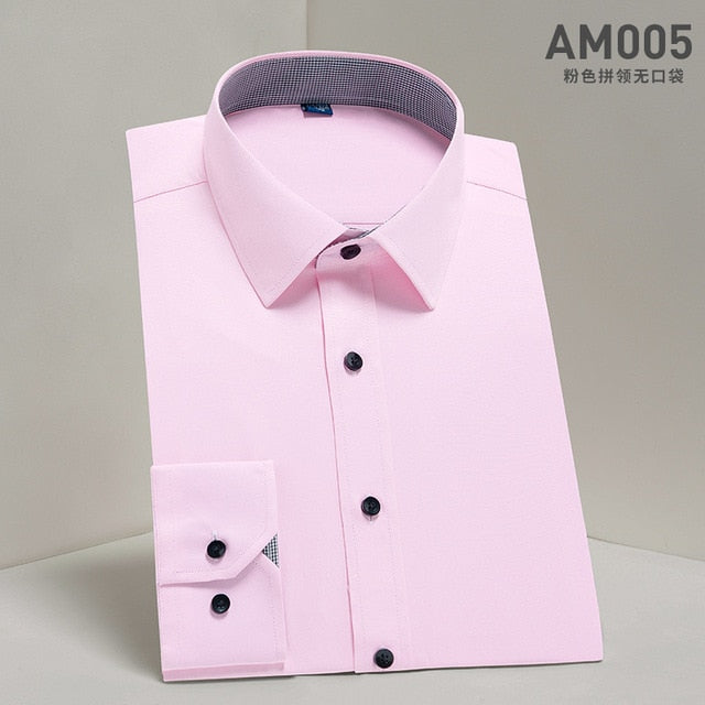 Hot Sale High Quality Men Shirt Long Sleeve Twill Solid Causal  Formal Business Shirt