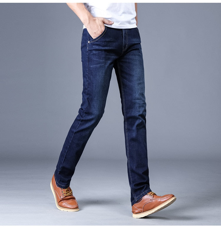 2020 New Men Stretch Jeans Male Classic Elasticity Business jeans men fashion comfortable Solid slim straight long Denim pants