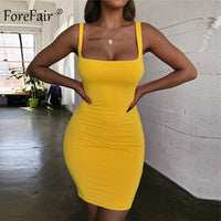 Solid Summer Dress Sexy Square Neck Casual Close Fitting Off Shoulder Short Bodycon Stretchy Dress