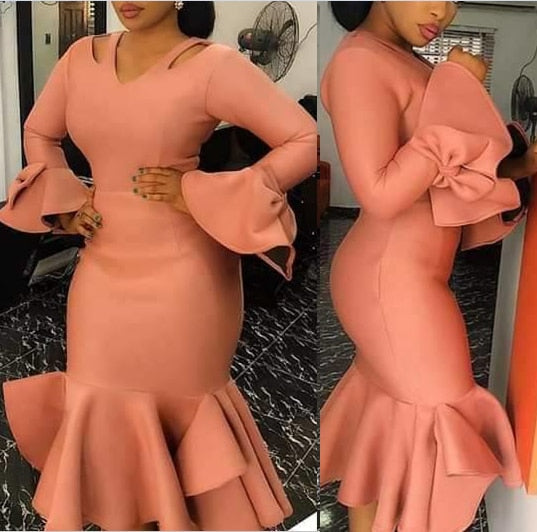 Women Bodycon Party Dress Hollow Out Shoulder Ruffles Long Sleeves with Bowtie Elegant Slim Evening Dating Robes Female Tunics