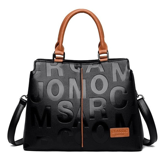 Luxury Handbags Women Bags Designer Fashion Large Capacity Tote Bag Ladies PU Leather Letter Shoulder Bags Black Shopper Handbag