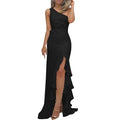 Women High Split Maxi Dresses Sexy One Shoulder Ruffles Long Dress Wedding Elegant Off Shoulder Evening Party Dresses Hot