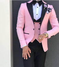 Pink With Black Lapel Suits for Men Custom Made