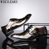 Office Men Dress Shoes Floral Pattern Men Formal Shoes Leather Luxury Fashion