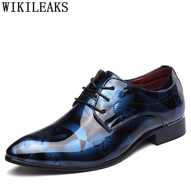 Office Men Dress Shoes Floral Pattern Men Formal Shoes Leather Luxury Fashion