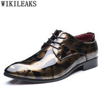 Office Men Dress Shoes Floral Pattern Men Formal Shoes Leather Luxury Fashion