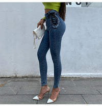 High Waist Jeans Women Hip Lift 2021 Autumn Winter Stretch Denim Pencil Pants