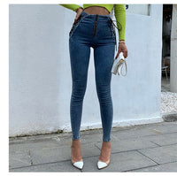 High Waist Jeans Women Hip Lift 2021 Autumn Winter Stretch Denim Pencil Pants