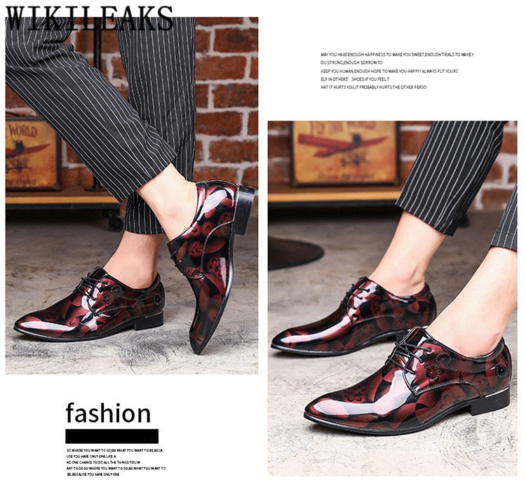 Office Men Dress Shoes Floral Pattern Men Formal Shoes Leather Luxury Fashion