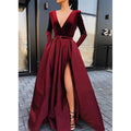 Anself Women Long Gown Elegant Ladies Dress Party Dresses A-Line Deep V-Neck Slit Full-length Evening Club Maxi High Waist Dress
