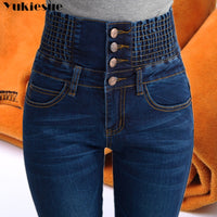 Winter Jeans High Waist Skinny Pants Fleece /no velvet Elastic Waist Jeggings Casual Jeans