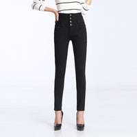 Winter Jeans High Waist Skinny Pants Fleece /no velvet Elastic Waist Jeggings Casual Jeans