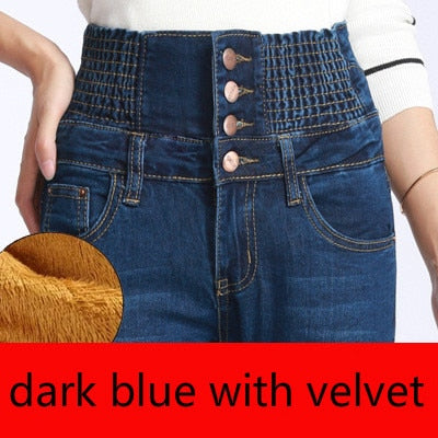 Winter Jeans High Waist Skinny Pants Fleece /no velvet Elastic Waist Jeggings Casual Jeans