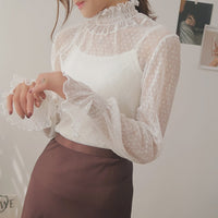 2020 New Transparent Loose Women Lace Blouse