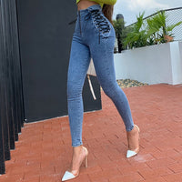 High Waist Jeans Women Hip Lift 2021 Autumn Winter Stretch Denim Pencil Pants