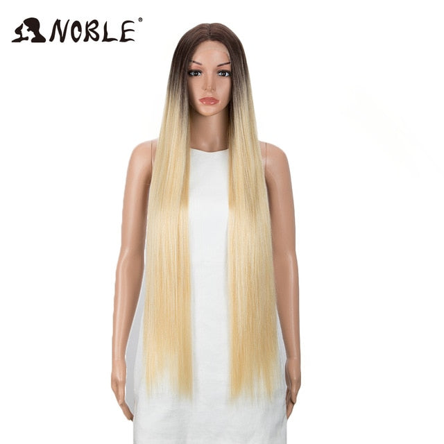 Noble Cosplay Wigs For Black Women Straight Synthetic Lace Front Hair 38 Inch Ombre Lace Front Wig Cosplay Blonde Lace Front Wig