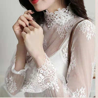 2020 New Transparent Loose Women Lace Blouse