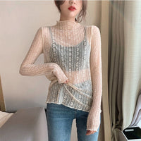 2020 New Transparent Loose Women Lace Blouse