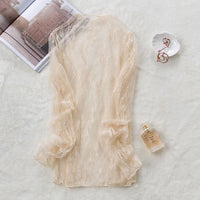 2020 New Transparent Loose Women Lace Blouse