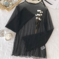 2020 New Transparent Loose Women Lace Blouse