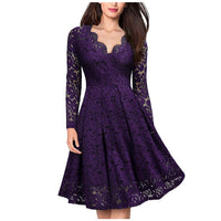 2020 Spring Evenning Party Dress Sexy V Neck Long Sleeve Elegant Dresses Women Formal Lace Long Party Dress Vestidos Red Black