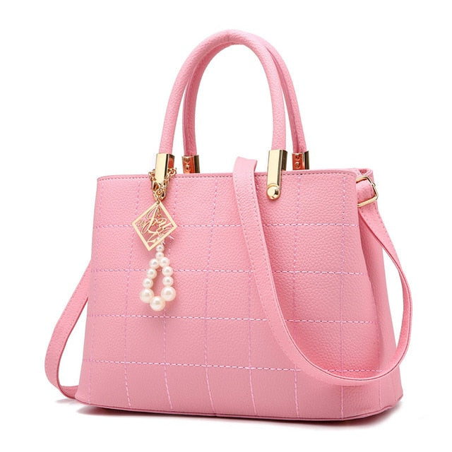 Fashion (21 CM Pink)Luxury Brand Tote Bag 2022 Fashion New High Quality  Patent Leather Women's Designer Handbag Lingge Chain Shoulder Messenger Bag  DON