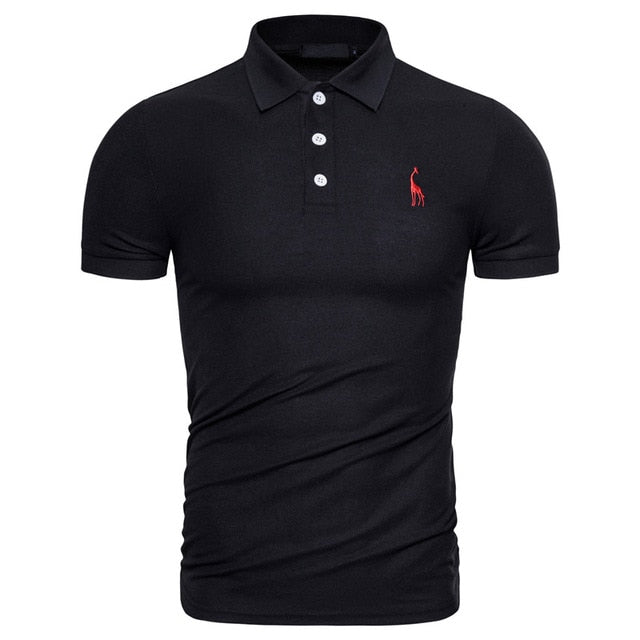 New Polo Shirt Men Solid Casual Cotton Polo Giraffe Men Slim Fit Embroidery Short Sleeve Men's Polo 10 Colors