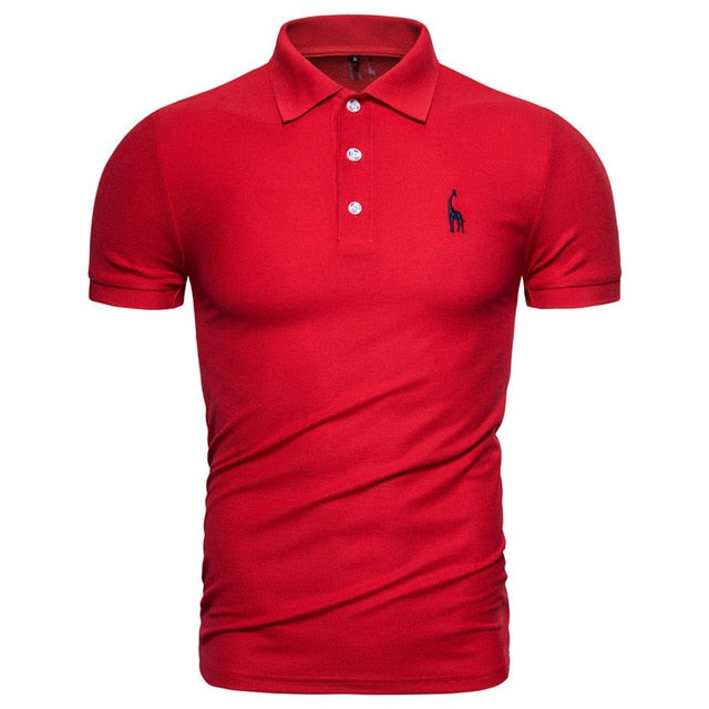 New Polo Shirt Men Solid Casual Cotton Polo Giraffe Men Slim Fit Embroidery Short Sleeve Men's Polo 10 Colors