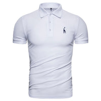 New Polo Shirt Men Solid Casual Cotton Polo Giraffe Men Slim Fit Embroidery Short Sleeve Men's Polo 10 Colors