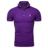 New Polo Shirt Men Solid Casual Cotton Polo Giraffe Men Slim Fit Embroidery Short Sleeve Men's Polo 10 Colors