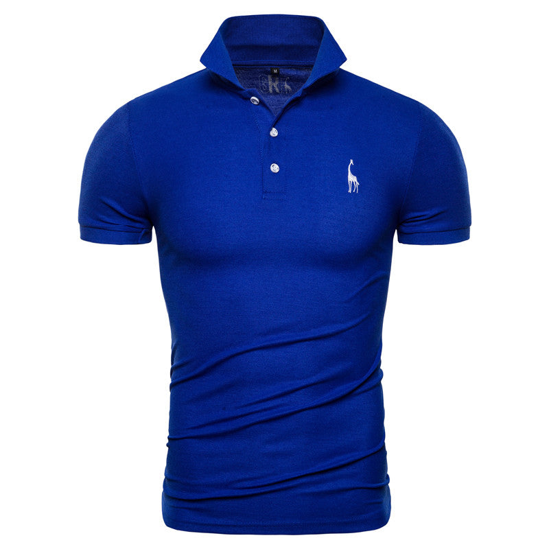 New Polo Shirt Men Solid Casual Cotton Polo Giraffe Men Slim Fit Embroidery Short Sleeve Men's Polo 10 Colors