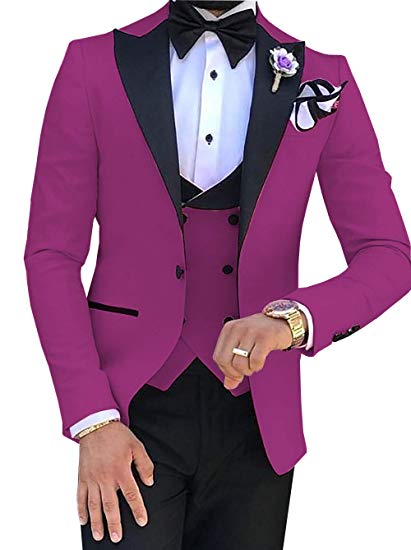 Pink With Black Lapel Suits for Men Custom Made