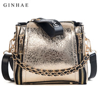 Bright Women Bags Small Chain Shoulder Bag Ladies Luxury Pu Leather Handbags Casual Zipper Crossbody Bags Wide Strap Sac 2021